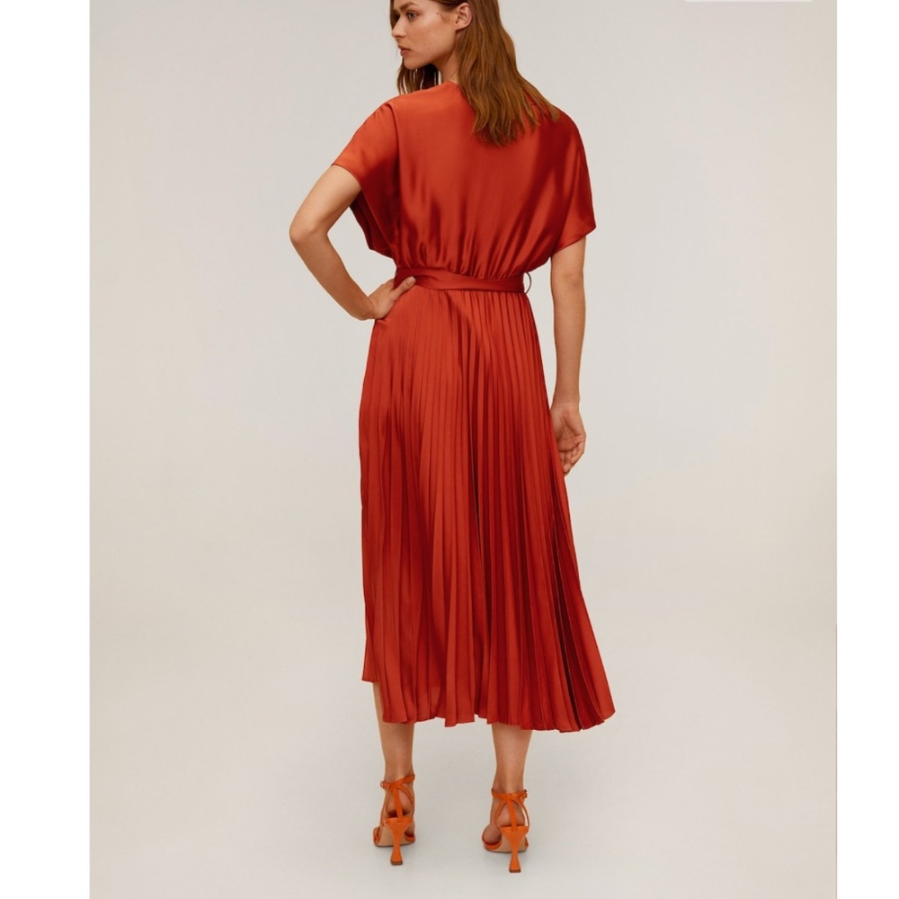 Mango🔥 Pleated skirt dress satin effect - Picture 6 of 12